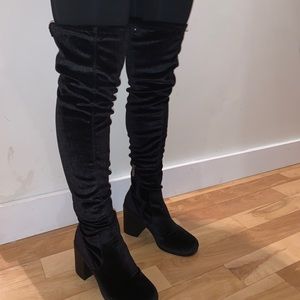 Black velvet boots